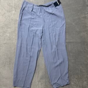 Venezia Vtg Pants Women 18/20 Light Blue Straight Gauzy Crepe Textured Coastal